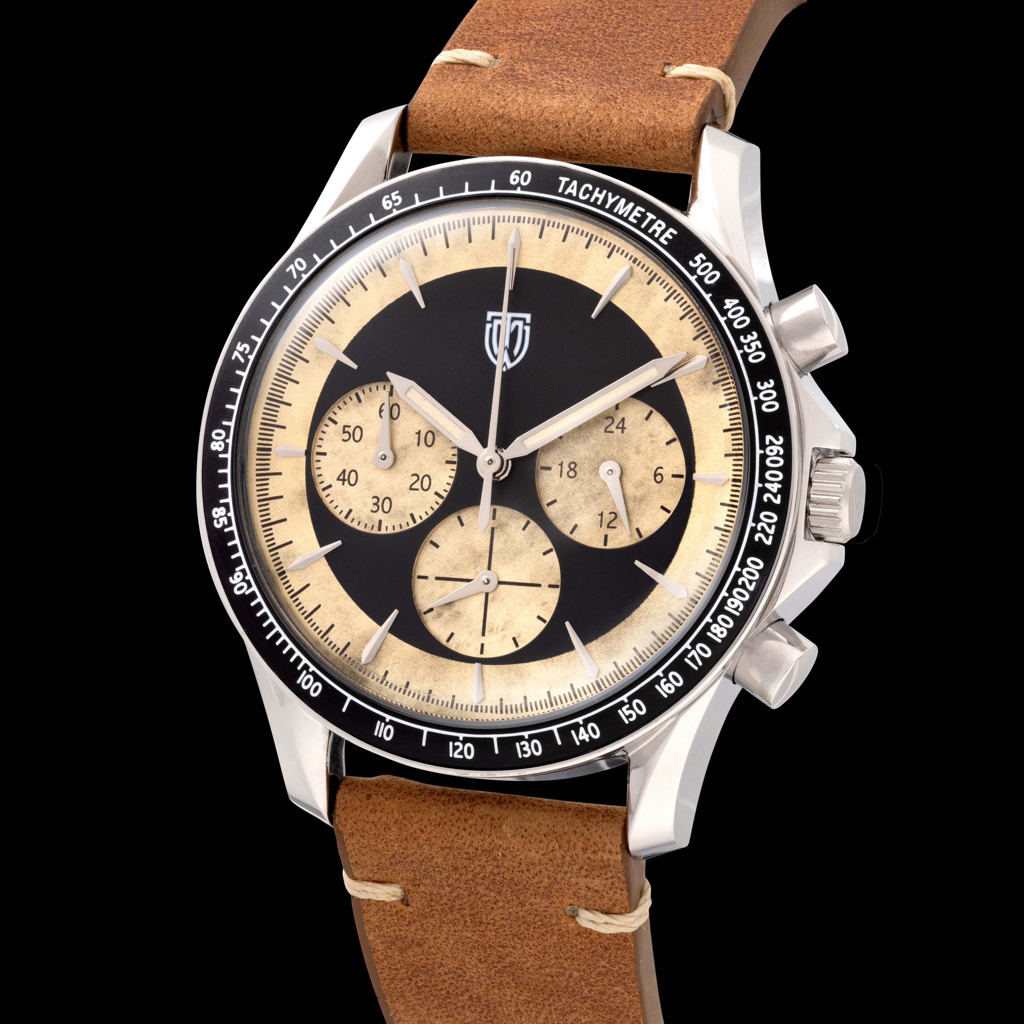 MT&W Panda Vintage Chronograph Watch with Unique Patina